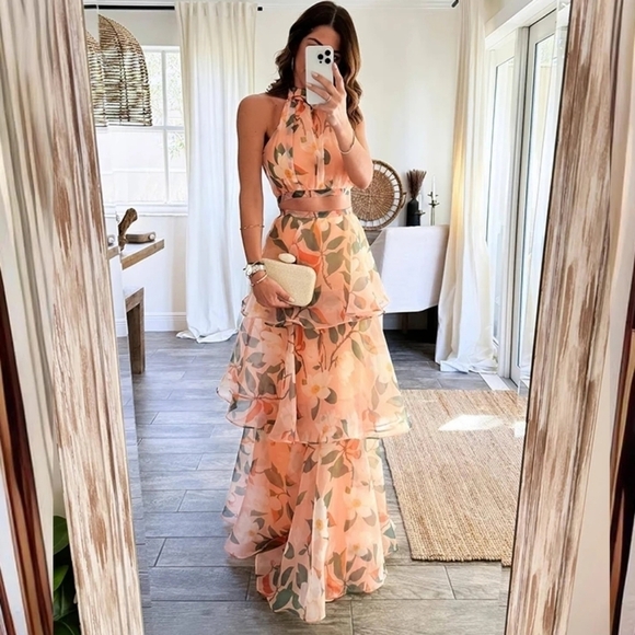 Boho Long Dress Women Elegant Tunic Mesh Lace Cake Party Dress Summer - Picture 2 of 2